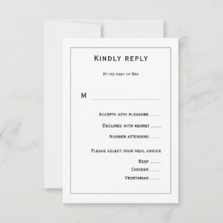 Black and White Floral Wedding 出欠カード