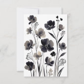 Black and White Floral Wedding 出欠カード (裏面)