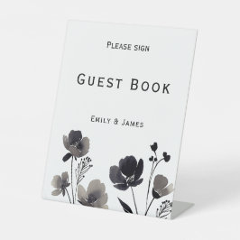 Black and White Floral Wedding 台座サイン