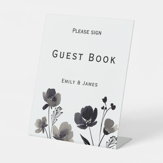 Black and White Floral Wedding 台座サイン (正面)