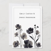 Black and White Floral Wedding 招待状 (正面)
