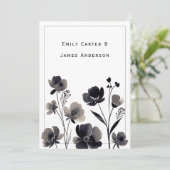 Black and White Floral Wedding 招待状 (スタンド正面)