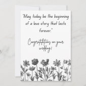  Black and White Floral Wedding celebrating シーズンカード (正面)