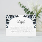 Black and White Floral Wedding Details エンクロージャーカード (スタンド正面)