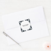 Black and White Floral Wedding Envelope Seal スクエアシール (封筒)