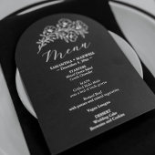 Black and White Floral Wedding Menu 招待状