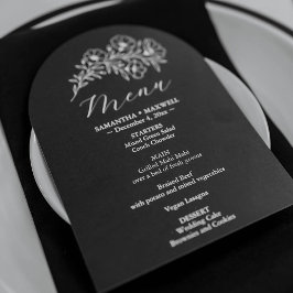 Black and White Floral Wedding Menu 招待状
