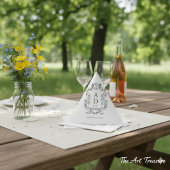 Black and White Floral Wedding Monogram  スタンダードカクテルナプキン