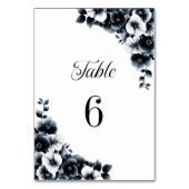 Black and White Floral Wedding Table Number テーブルナンバー (正面)