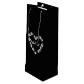  Black and White Floral Wedding Wine Gift Bag ワインギフトバッグ (裏面アングル)