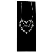  Black and White Floral Wedding Wine Gift Bag ワインギフトバッグ (正面)