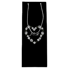 Black and White Floral Wedding Wine Gift Bag ワインギフトバッグ