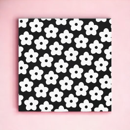 Black and White Flower Y2K Pattern キャンバスプリント