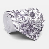 Black and White Flowers ネクタイ (ロール)