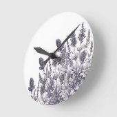 Black and white flowers ラウンド壁時計 (傾斜)