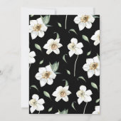 Black and white flowers baby shower 招待状 (裏面)