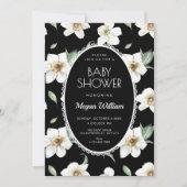 Black and white flowers baby shower 招待状 (正面)