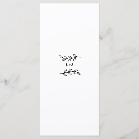 black and white foliage Crest wedding メニュー (裏面)