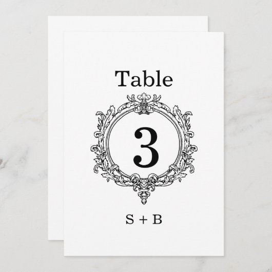 black and white foliage Crest wedding 招待状 (正面/裏面)