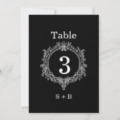 black and white foliage Crest wedding 招待状 (正面)