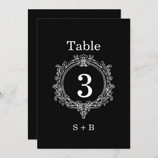 black and white foliage Crest wedding 招待状 (正面/裏面)