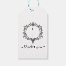 black and white foliage Crest wedding invitation ギフトタグ