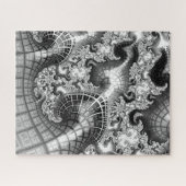 Black and White Fractal Art Impossible ジグソーパズル (横)
