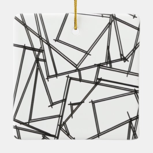 Black And White Geometric セラミックオーナメント (裏面)
