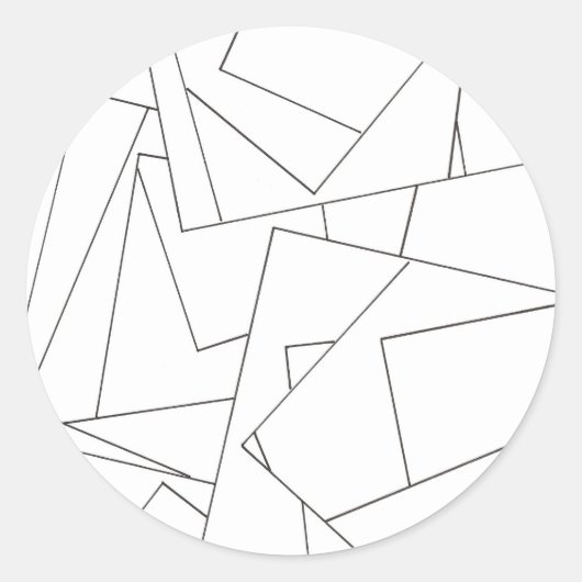Black And White Geometric ラウンドシール (正面)