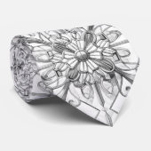 Black and White Geometric Art Deco Floral Mens ネクタイ (ロール)