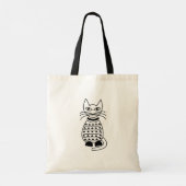 Black and White Geometric Cat Kitty トートバッグ (裏面)