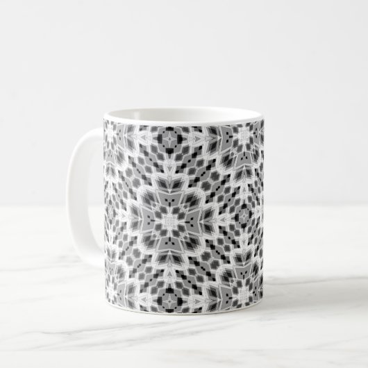 Black and white geometric ethnic ornament コーヒーマグカップ (正面左)