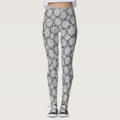 Black and White Geometric Grid Leggings - Moroccan レギンス (正面)
