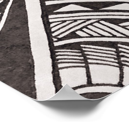 Black and White Geometric Mandala Tribal Pattern ポスター (角)