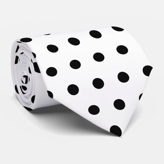 Black and White Geometric Minimal Polka Dot Trendy ネクタイ (ロール)