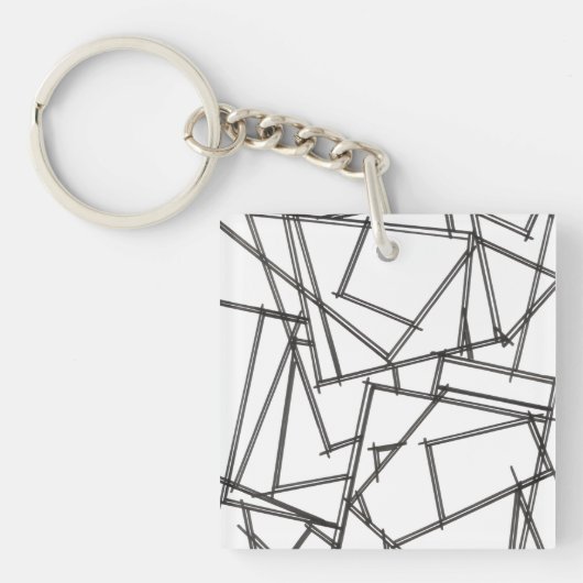 Black And White Geometric-Modern Minimalist キーホルダー (正面)