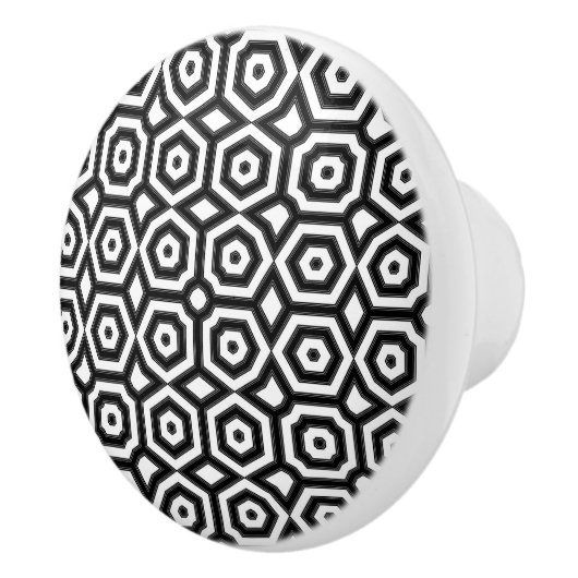 Black and white geometric pattern セラミックノブ (右)