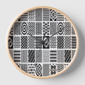 Black and White Geometric Patterns – Modern Abstra 壁時計 (正面)