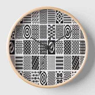 Black and White Geometric Patterns – Modern Abstra 壁時計