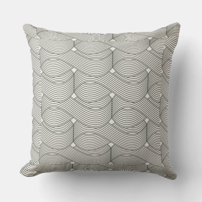 Black and White Geometric Throw Pillow アウトドアクッション (正面)