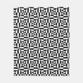 Black and white geometrical pattern フリースブランケット (正面)