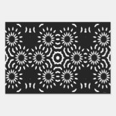 Black and White Gift Wrap Set of 3 ラッピングペーパーシート (正面)