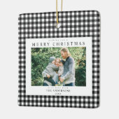 Black and White Gingham Christmas 2 Photo セラミックオーナメント (左)