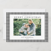 Black and White Gingham Christmas Photo シーズンカード (正面)