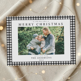 Black and White Gingham Christmas Photo シーズンカード