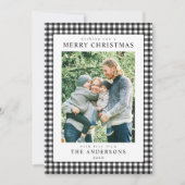 Black and White Gingham Christmas Photo シーズンカード (正面)