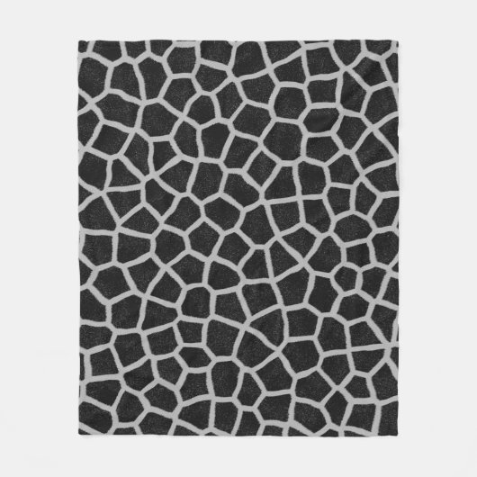 Black and White Giraffe Print フリースブランケット (正面)