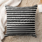 Black and White Glitch Signal Stripes クッション (ブランケット)