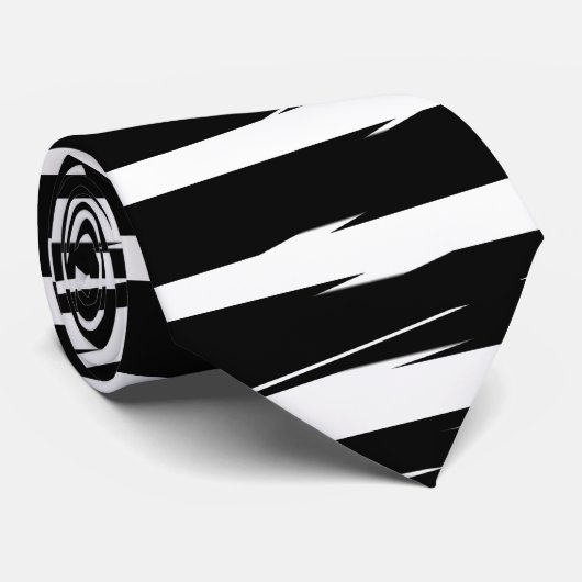 Black and White Glitch Signal Stripes ネクタイ (ロール)