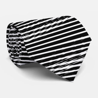 Black and White Glitchy Signal Stripes ネクタイ